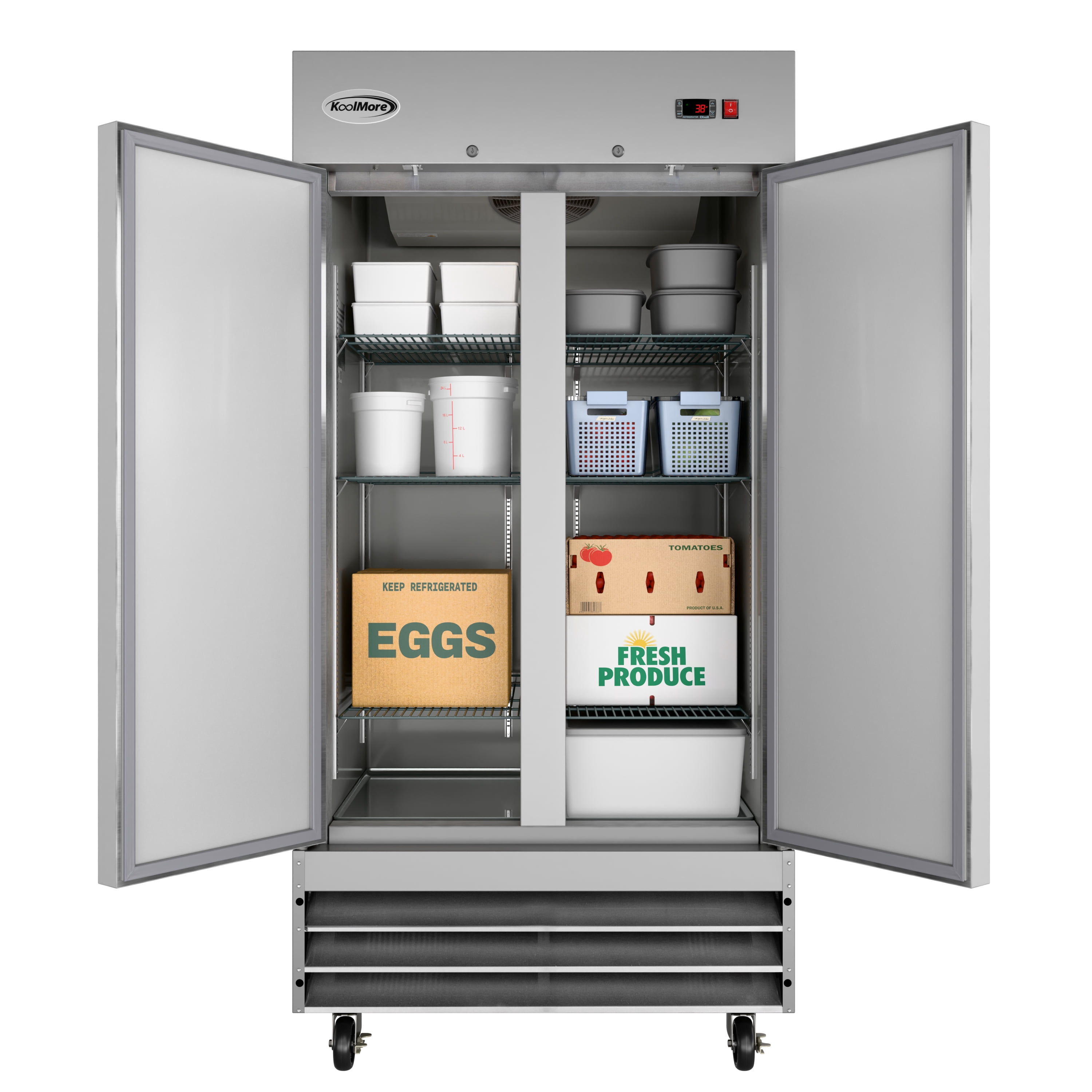 KoolMore 39 in. Commercial Stainless Steel 2-Door Reach-In Freezer, 35 cu. ft.