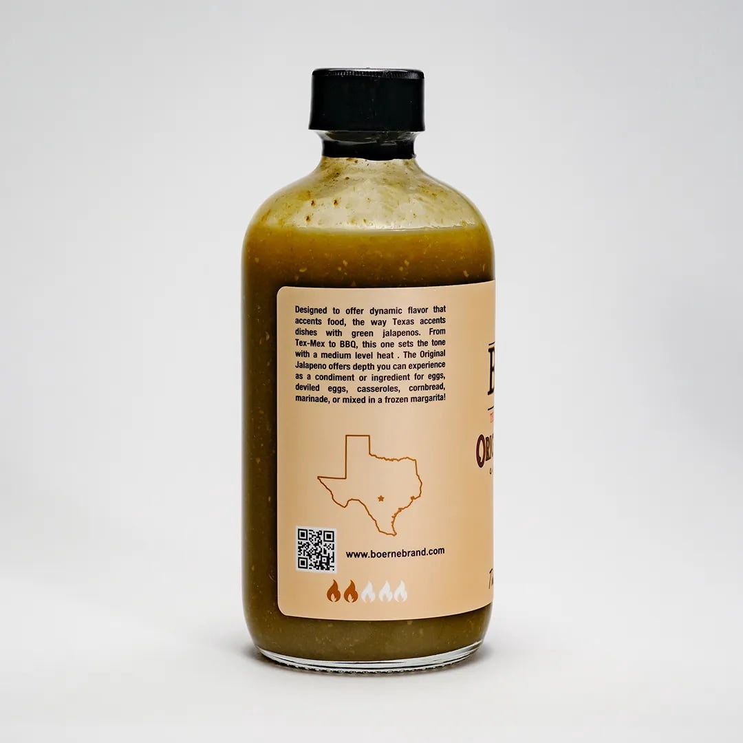 (3 pack) Boerne Original Jalapeno SB Texas Style Hot Sauce Glass Bottle Vegan, Gluten Free, 8oz