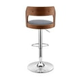 thumbnail image 5 of Armen Living Indoor Itzan Adjustable Swivel Gray Faux Leather and Black Wood Bar Stool with Black Base, 5 of 13