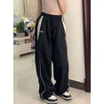 thumbnail image 1 of Pantalones anchos deportivos holgados de cintura alta con cintura elástica para mujer, estilo retro, estilo hip hop, informal y de calle, 1 of 5