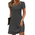 thumbnail image 2 of XUNKUSGA Summer Dresses for Women 2025 Leaf Sleeves Round Neck Hollow Neckline Dress Fashion Casual Polka Dot Sundress, 2 of 5