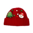thumbnail image 2 of absanyy Women's Christmas Knitted Beanie - Red, Free Size with Snowman & Christmas Tree Pom Pom, Festive Winter Hat, 2 of 7
