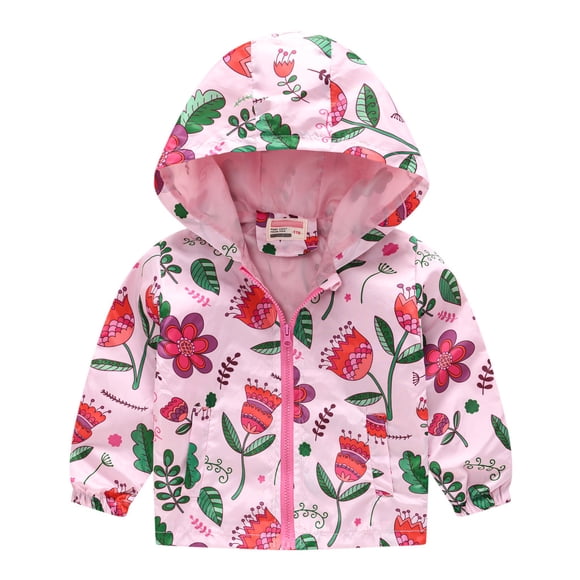 Wxirdiow Manteaux pour Tout-Petits Garçons Coupe-Vent à Capuche Léger Coupe-Vent Résistant à l'Eau Manteaux d'Extérieur pour Enfants Rose Taille, 18-24 Mois