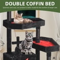 thumbnail image 4 of Uforic 63in Gothic Cat Tree with Coffin Bed, Tall Halloween Cat Tower for Indoor Cats with Top Perch & Sisal Scratching Posts, Black, 4 of 9