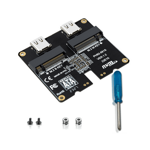 M.2 NVMe SATA SSD Enclosure Adapter Card 4TB JMS581 Type-C USB3.1 Gen2 10Gbps HDD Enclosure Expansion Adapter Card