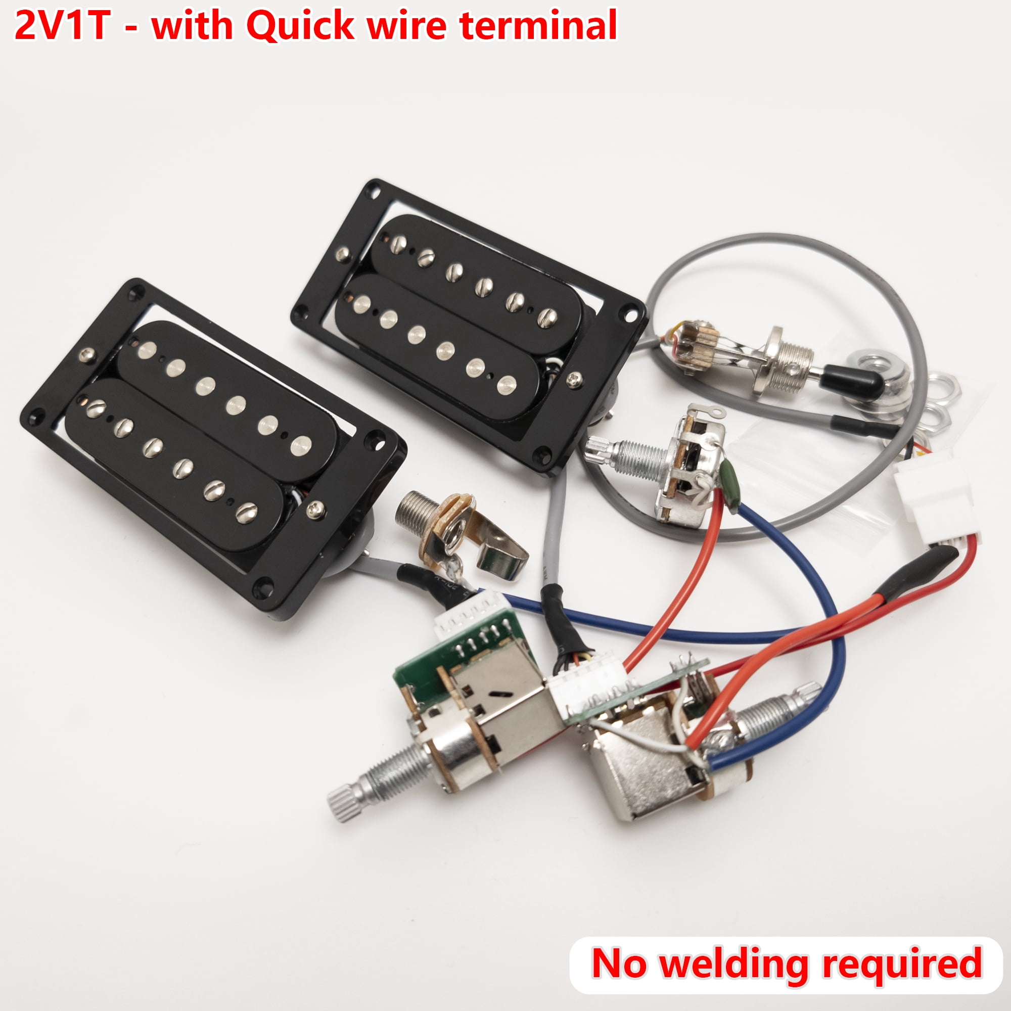 Guitar Alnico V Humbucker Pickups, 4C, with 2V1T Quick Connect Wiring Harness, For Gibson LP Guitar