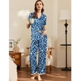 thumbnail image 4 of Ekouaer Womens Silk Satin Pajamas Set Button Down 2 Piece Pjs Short Sleeve Long Pants Sleepwear Lounge Set, 4 of 7
