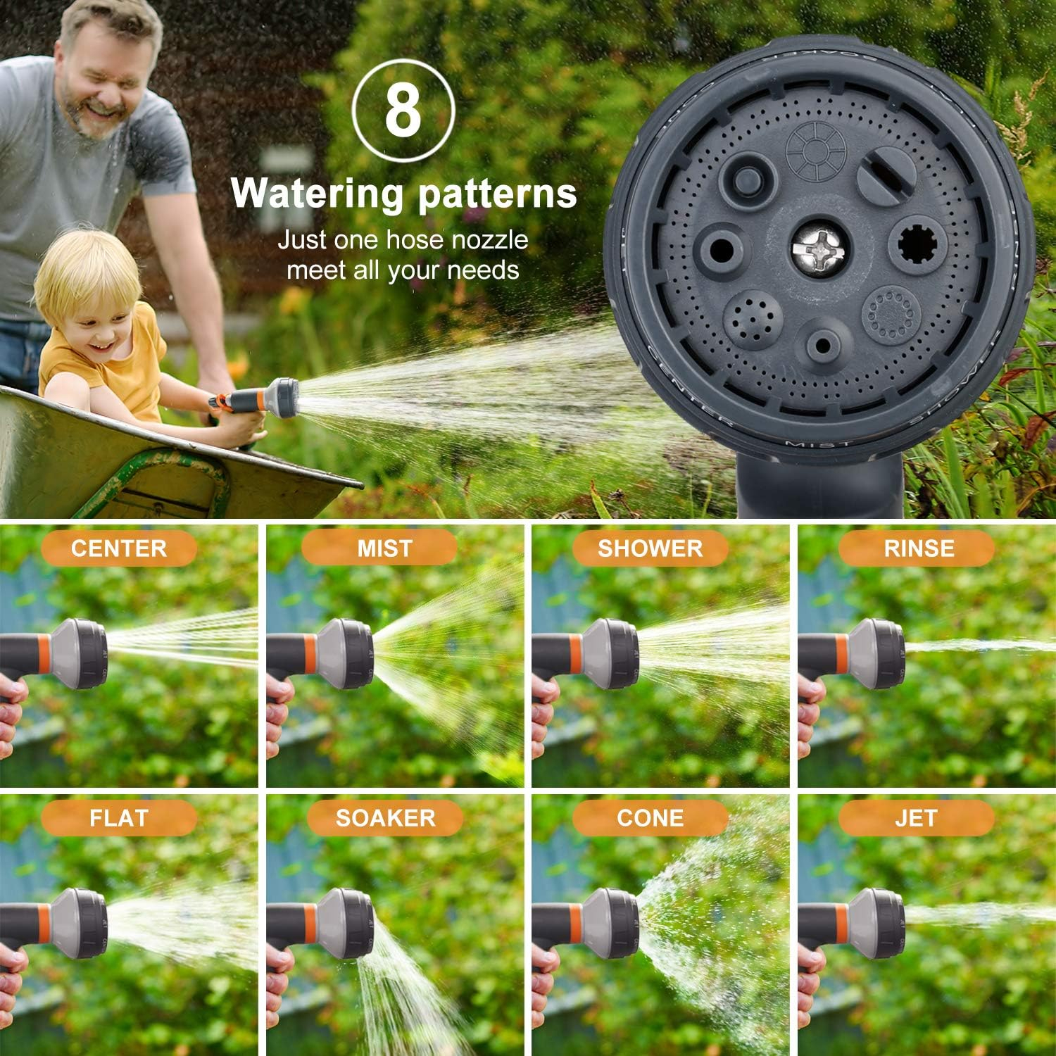 Pendali 2-Pack Heavy Duty Garden Hose Nozzle, 8 Spray Patterns photo 2