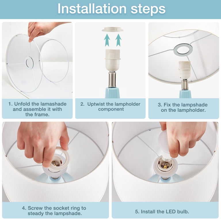 Ceramic Table Lamp Set of 2, Sky Blue with LED Bulbs photo 5