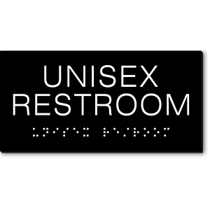 

California UNISEX RESTROOM Text Wall Sign-Black / White (4 Units)