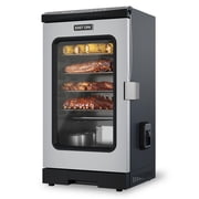 EAST OAK 30" Electric Smoker with Clear Viewing Window, Built-In Meat Probe, and Wheels for Easy Mobility, 725 Sq. In. Cooking Area, Mist Silver