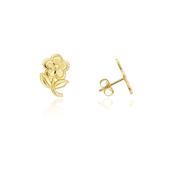Yellow Gold Flower Bloom Stud Earrings (10K)