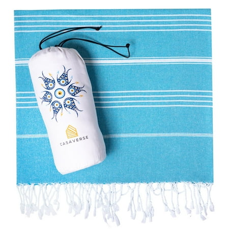 Casaverse Turkish Beach Towel, Turkish Bath Towel Made of 100% Cotton, Quick Dry Sand Free Beach Towels Oversized, Turkish Towels Sand Light Cloud Extra Large Beach Towel 38" x 71", Travel Beach Towel
