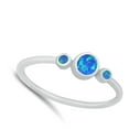 thumbnail image 4 of CHOOSE YOUR COLOR Elegant Round Modern Ring Blue Simulated Opal .925 Sterling Silver Band CZ Female Size 5, 4 of 4