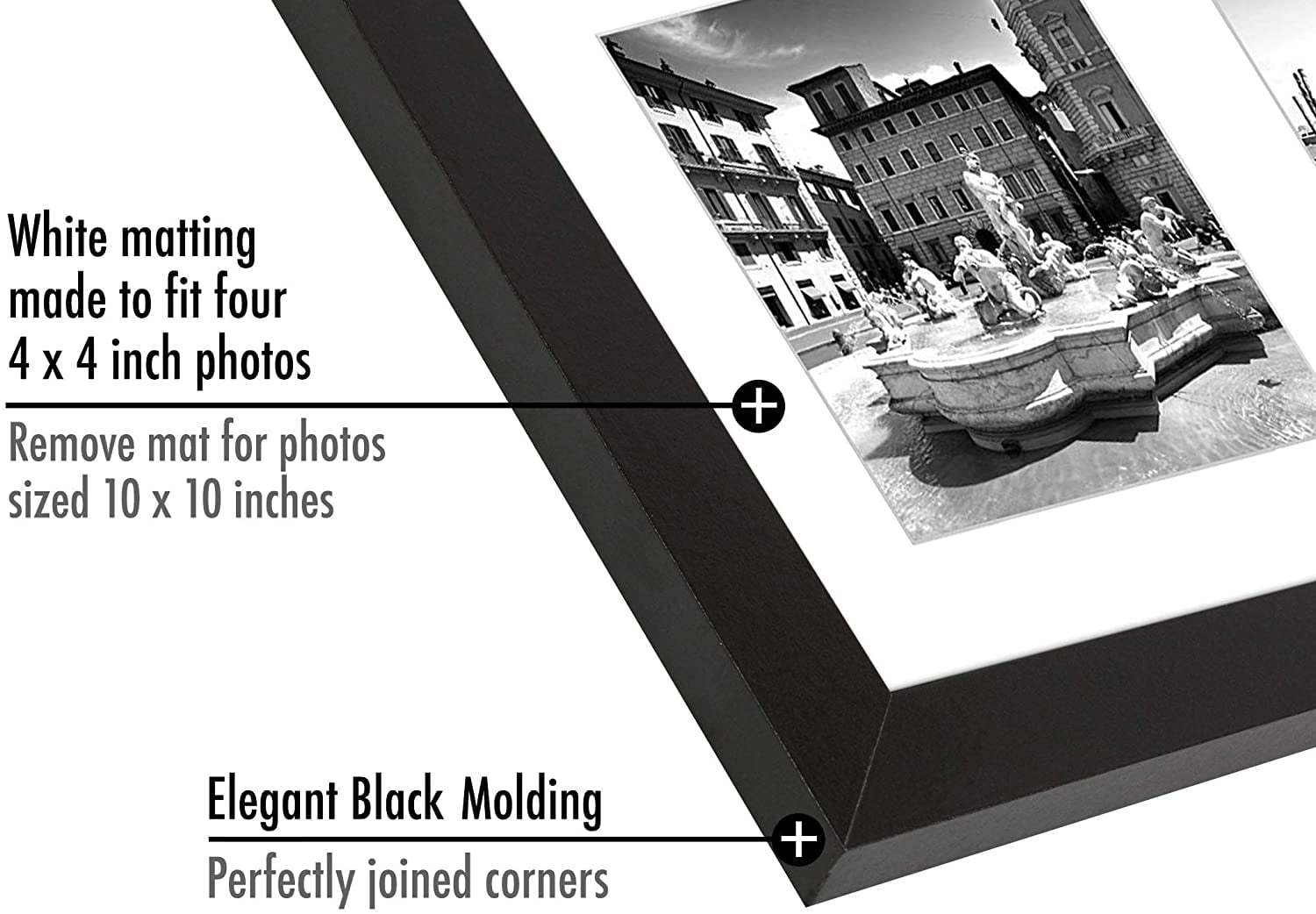 Americanflat 10x10 Collage Picture Frame with Glass photos sized inches memories sturdy built design white - Black