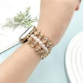 thumbnail image 3 of Pearl Beaded Bracelet Compatible with Apple Watch Band 38/40/41/42mm(Series 10) Women Fashion Cute Beads Stretchy Strap Replacement for iWatch 10/9/8/7/SE/6/5/4/3/2/1/SE Bands,Silver, 3 of 8
