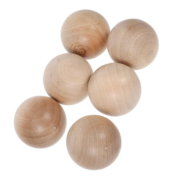 CATIEBYE 6Pcs Wood Balls For Crafting Light Brown 1.2In Diameter