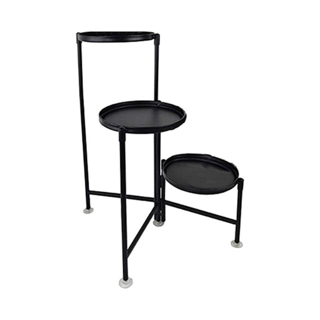 Soporte de metal para plantas, estante redondo para decoración de flores, expositor para esquinas, jardines, patios, interiores y exteriores, hogar.
