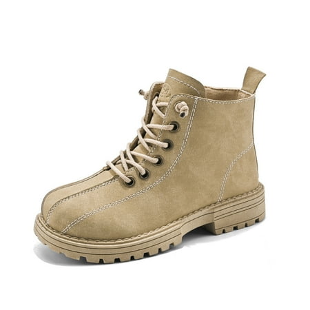 

Kids Boys Leather Boots With Zipper & Shoelaces