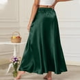 thumbnail image 4 of Skirt for Women Plus Size Summer Womens Skirts Solid Color Drawstring Pocket Elastic Waist Plus Size Skirts, Green-L, 4 of 5
