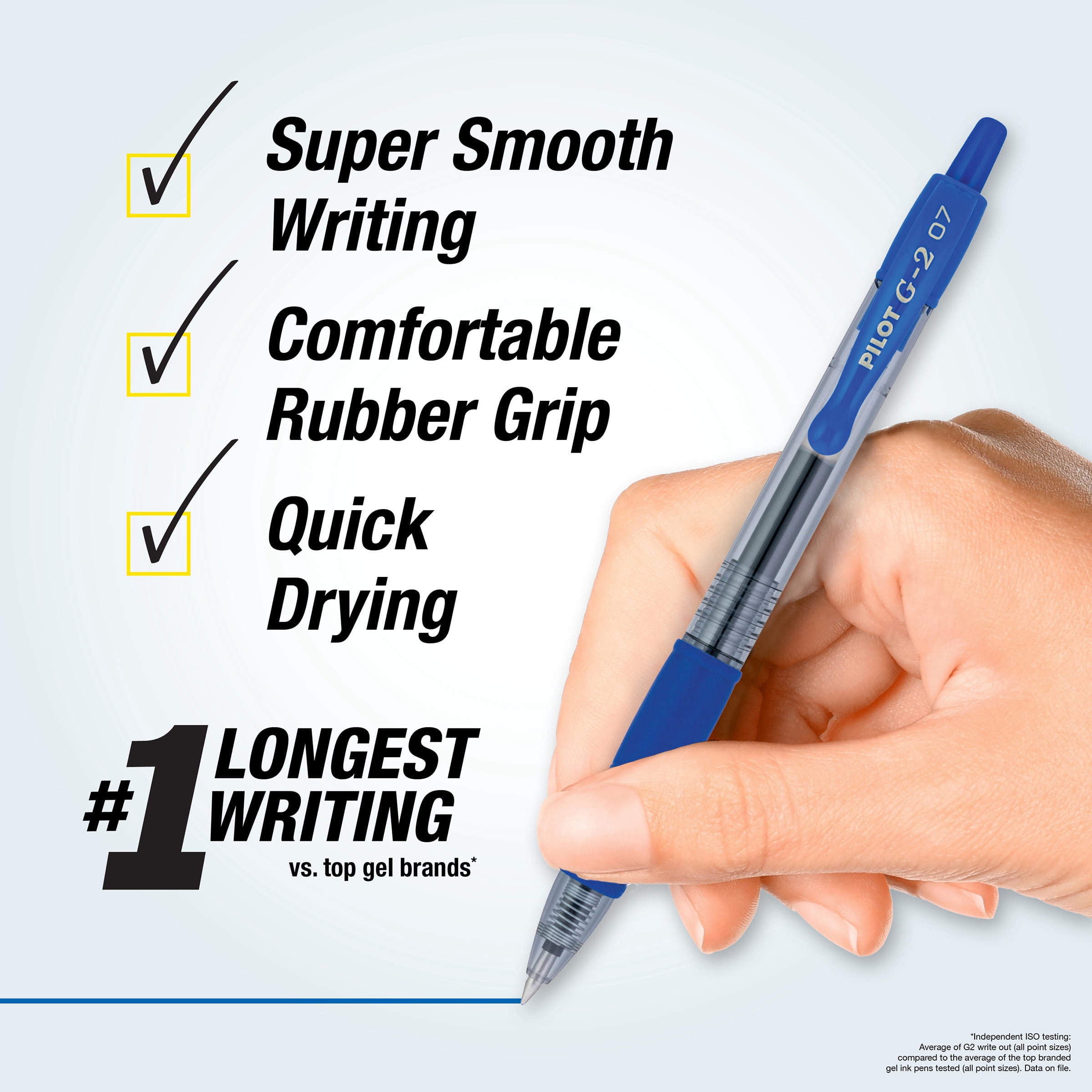 Pilot G2 Retractable Gel Pens, Fine Point (0.7 mm), Blue Ink, 5 Count