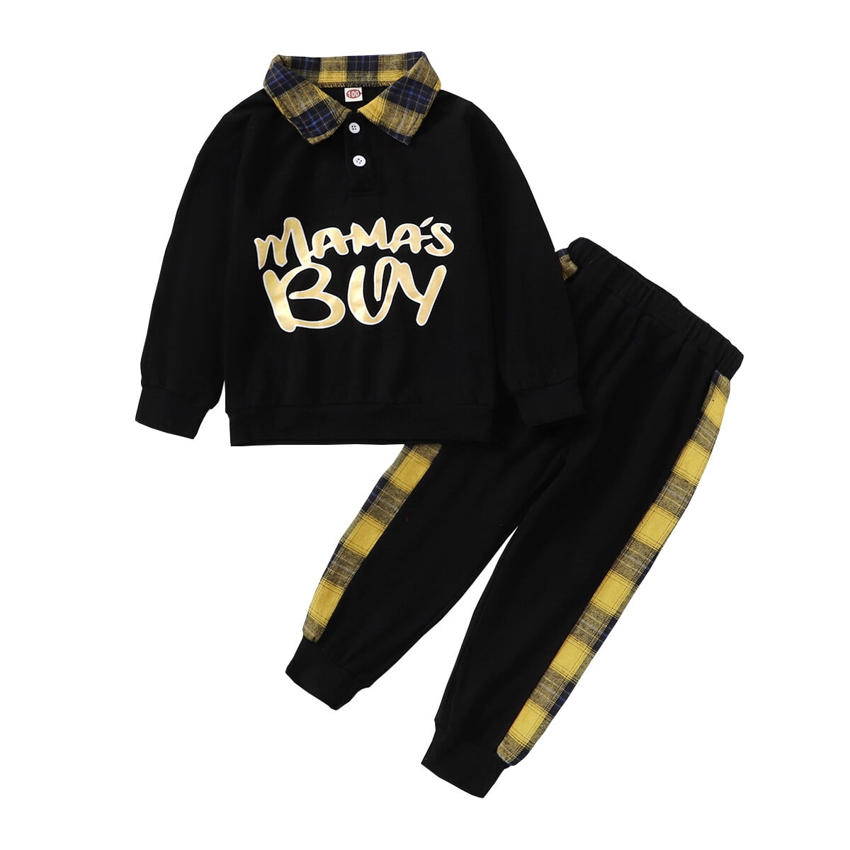 Toddler Baby Boys Clothes Baby Boys 2PCS Outfits Letter Print Long Sleeve Lapel Top Pants Set 12