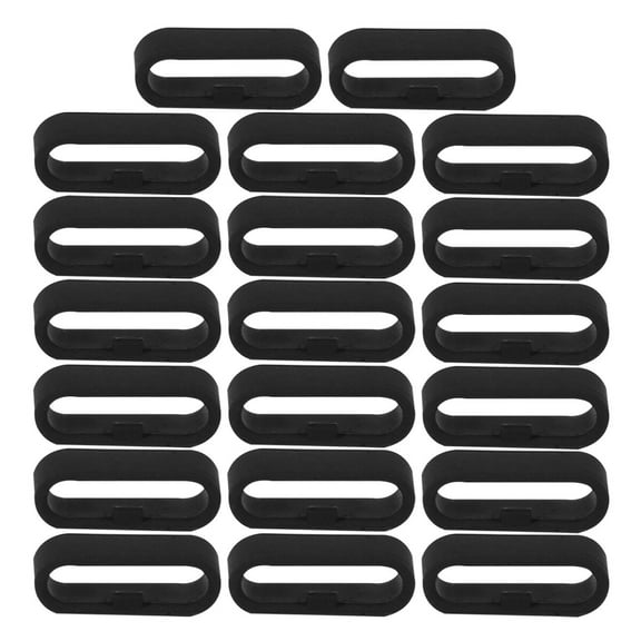 20 Pcs 20mm Silicone Retainer Buckle Holder Watchbands Retaining Replacement Watch Strap Clasp Locker (Black)