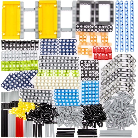 430pcs Beam-Frame-Axles-Pins, Compatible with Technic-Parts, for STEM-MOC-EV3-Project-Track-Car-Bulk- Blocks (Random Color)