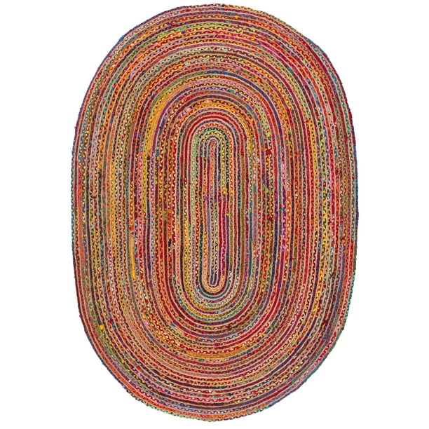 SAFAVIEH Cape Cod Miah Braided Area Rug, 6' x 9' Oval, Red/Multi