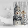 thumbnail image 4 of 60x72 Inch Shower Curtains for Bathroom Grey Snowman Christmas Fabric Bath Curtain Decor Xmas Snowflake Tree Gray Waterproof Restroom Curtains Shower Set Accessories with 12 Hooks 60 Inch, 4 of 6