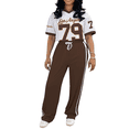 thumbnail image 4 of Lounge 2 Piece Sets for Women Summer Casual Outfits Jersey Shirts and High Waisted Pants Sets Brown M, 4 of 5