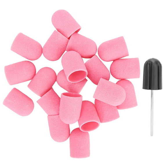 Professional Nail Art Sanding Cap Drill Bits Set for Polishing Grinding Dead Skin Removal Manicure Machine Accessory 16x25mm Pink 20 Pcs / 1.6 x 2.5 cm
