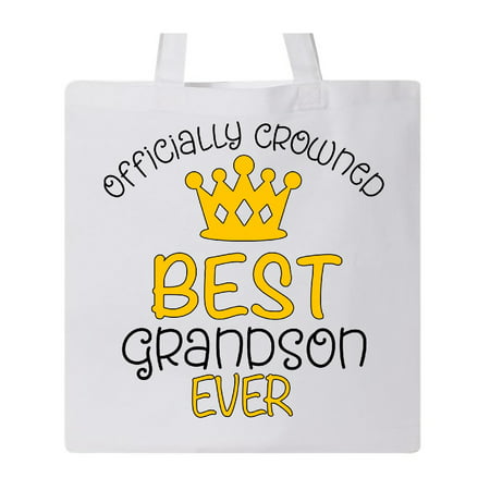 Officially Crowned Best Grandson Ever gold crown Tote Bag White One