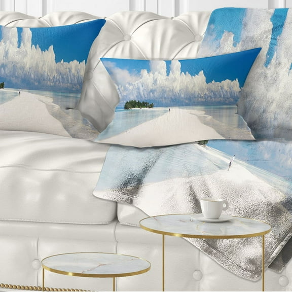 Designart Tropical Island Panorama - Landscape Photography Throw Pillow - 12x20