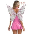 thumbnail image 2 of Zaldita Women's Halloween Fairy Costume Shiny Metallic Sleeveless Dress with Elf Ears And Butterfly Wings Pink XXL, 2 of 7