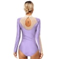 thumbnail image 2 of Zaldita Womens Glittery Gymnastics Latin Dance Leotard Sheer Mesh Keyhole Ballet Bodysuits Top Light Purple XXL, 2 of 6