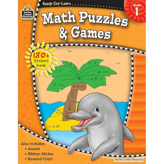 Pre-Owned Math Puzzles & Games, Grade 1, Ready-Set-Learn by Teacher Created Resources (Paperback) English