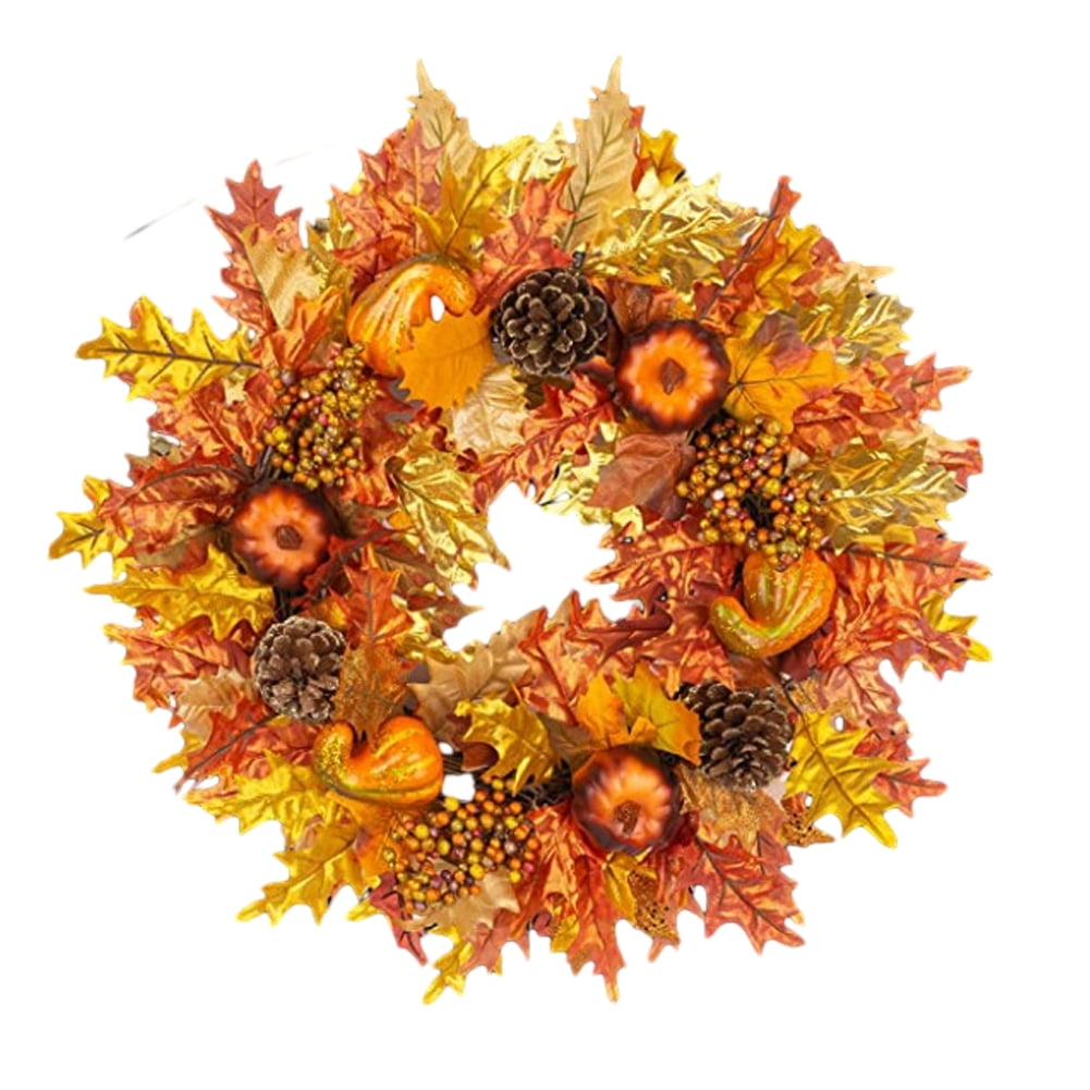 CSCHome 18 Inch Artificial Fall Wreaths for Front Door for Indoor