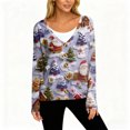 thumbnail image 6 of Women's Fashion Long Sleeve Christmas Snowman Snowflake Print Jacket Cardigan for Holiday Party and Casual Daily Wear,Light Purple,2XL, 6 of 6