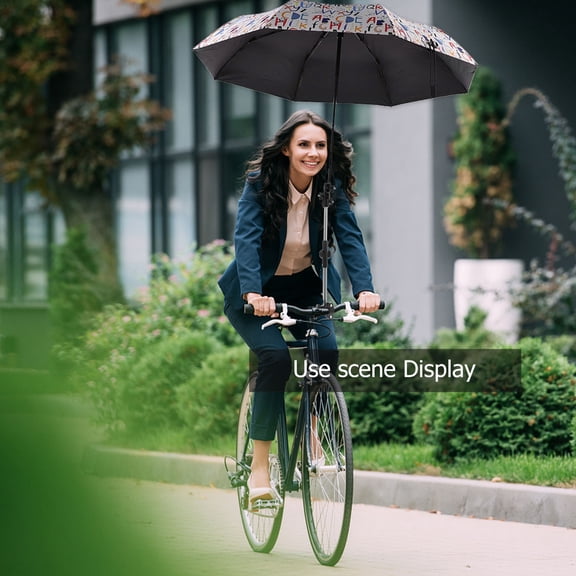 WRITWAA Black Retractable Bike Umbrella Holder, Adjustable Handlebar Mount Bracket, Folding Portable Cycling Accessory