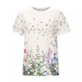 thumbnail image 2 of Plus Size Blouses for Women Floral Casual Ladies' Tops Pleated Short Sleeve Round-Neck Blouses Shirts Multicolor Womens Summer Outwear Comfortable Vacation Beach Fashion, 2 of 8