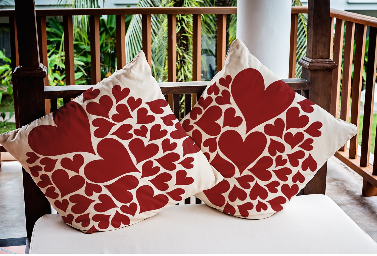 20"x20" Simply Daisy Valentines Hearts All Around Poly Indoor/Outdoor Pillow, Red Qty 1