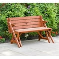 thumbnail image 3 of Leisure Season Wood Convertible Picnic Table & Garden Bench in Medium Brown, 3 of 7