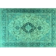 thumbnail image 1 of Ahgly Company Machine Washable Indoor Rectangle Persian Turquoise Blue Traditional Area Rugs, 8' x 12', 1 of 4