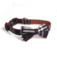 thumbnail image 1 of Bow tie Dog collar strap Set Classic checked adjustable dog collar strap removable bow tie, 1 of 5