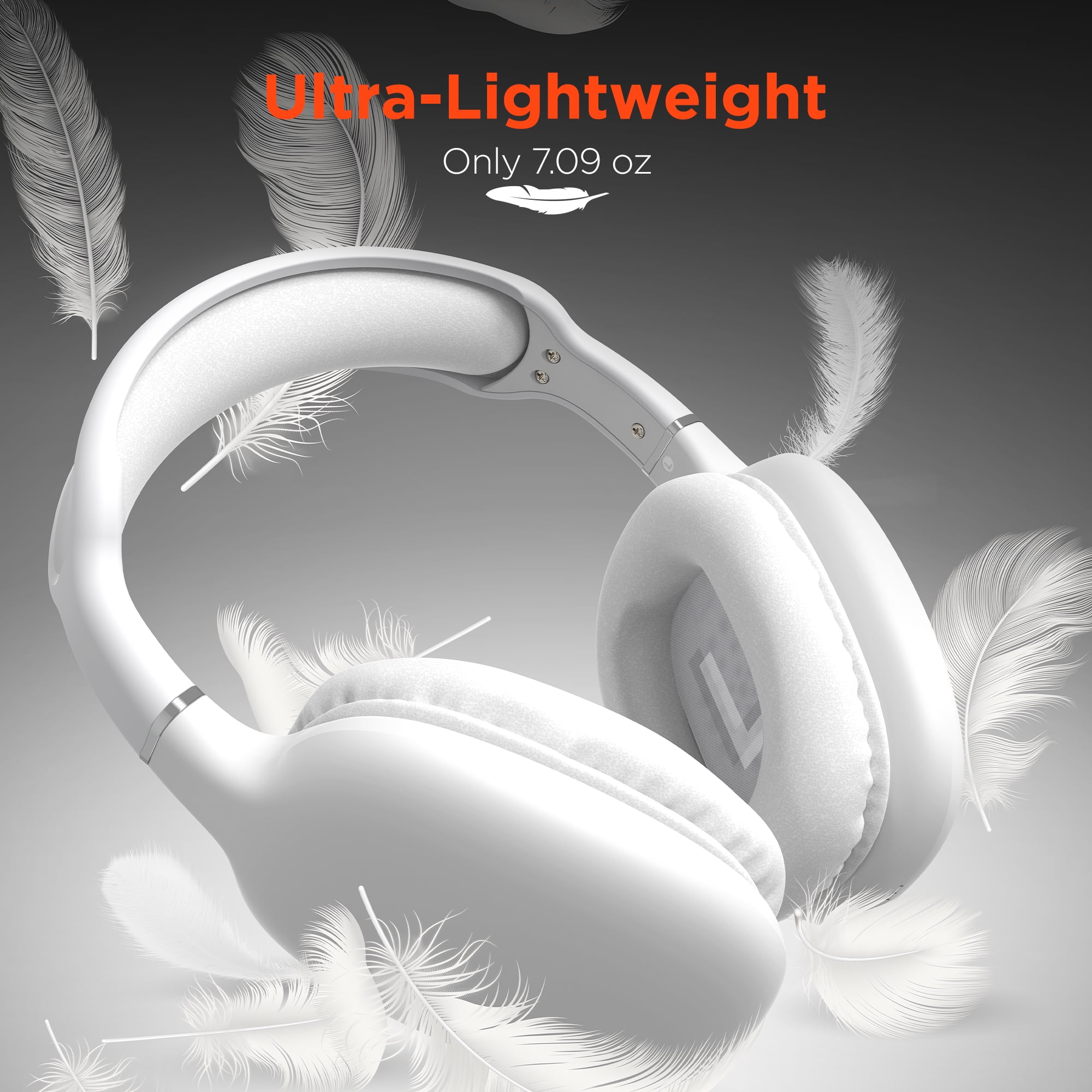 Hypercel HyperGear VIBE Wireless Over-Ear Bluetooth Headphones with USB-C Cable, White
