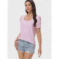thumbnail image 4 of Women's Square Neck Tops Ruffle Trim Sleeve T-Shirts for Summer Casual Short Tees, 4 of 7