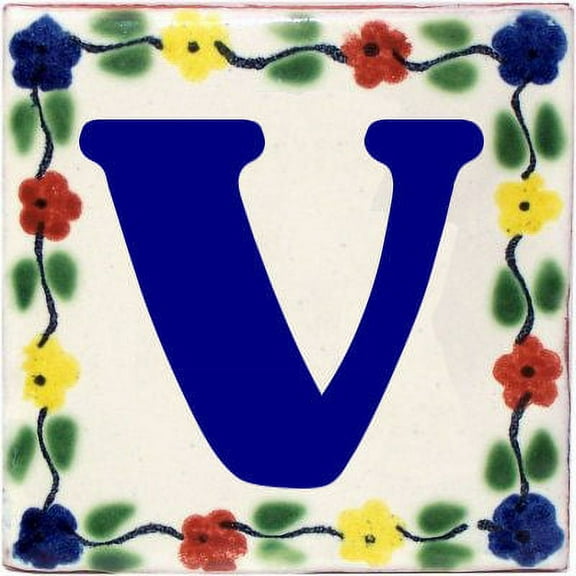 Bouquet Talavera Clay House Letter V, Set of 2 pcs