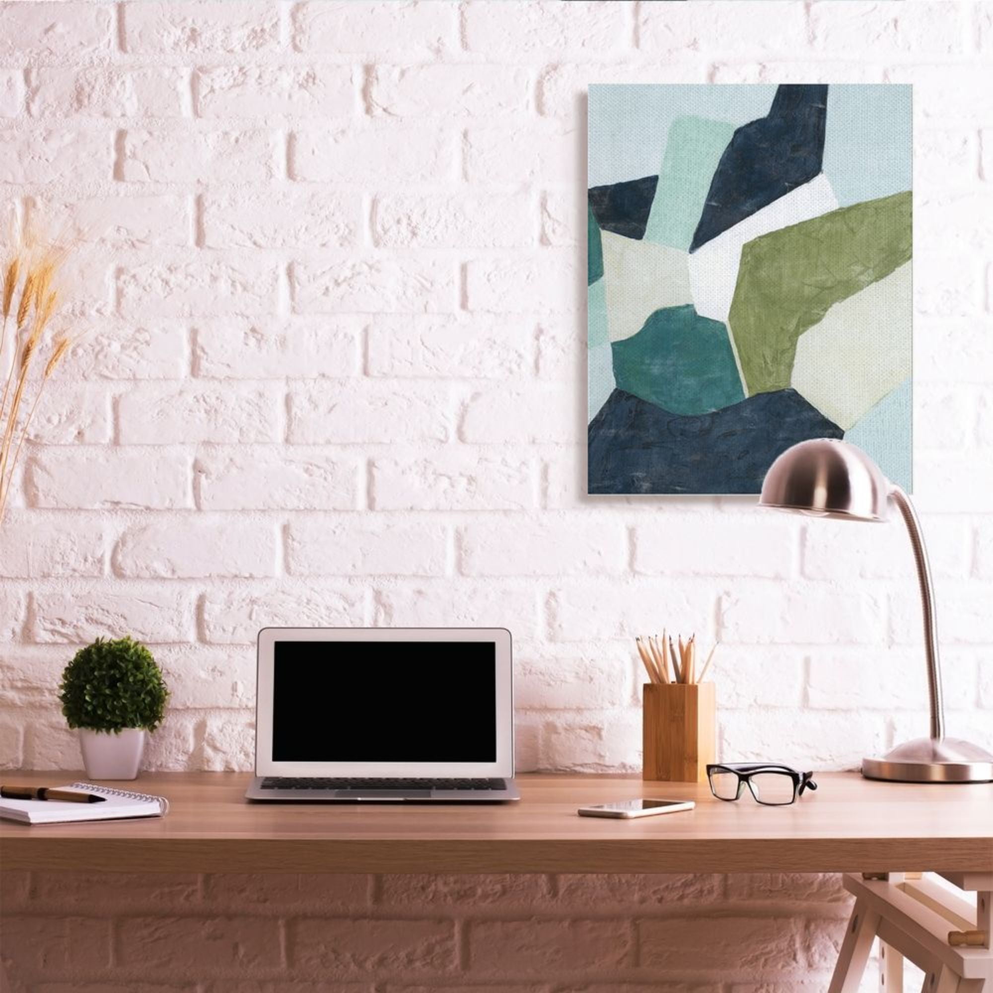 Stupell Industries Abstract Dynamic Infused Shapes Blue Green Beige Design by Grace Popp, 30" x 40"