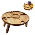 thumbnail image 3 of Snack Mesa De Madera Alta Capacidad De Carga Copa De Vino Soporte De Madera Soporte De Vino Portátil Escritorio Redondo Para Acampar Picnic Al Aire Libre 5 Compartimentos Yuarrent HA013184-00, 3 of 7